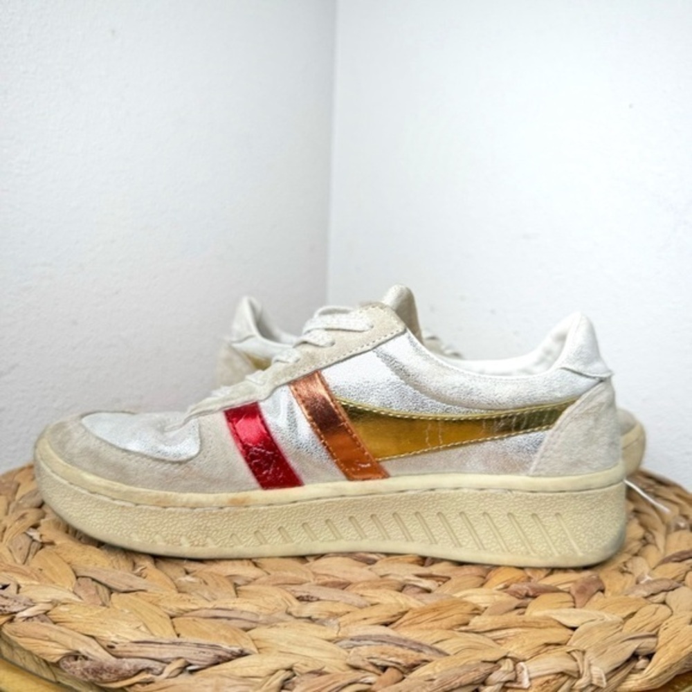 Gola Sneakers Grandslam Shimmer Flare Trainers Silver Multi Retro Women's Metal - Picture 3 of 8